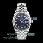 B Factory Swiss Replica Rolex Datejust 36mm Blue Diamond Dial 904L Stainless Steel Watch 